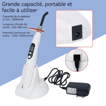 Lampe blanchiment dentaire 2000mah longueur d'onde de la lumière de sortie 420-480 mm lampe à durcir pour dentisterie sans fil